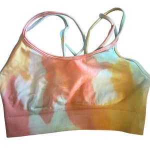 Ombré Pastel Tie-dye Strapy Sports Bra Size S